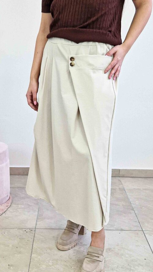 Elegancka Spódnica Maxi Podpinana Punto Beżowa