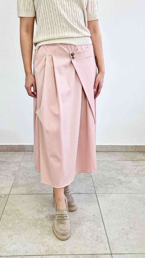 Elegancka Spódnica Maxi Podpinana Punto Pudrowo Różowa