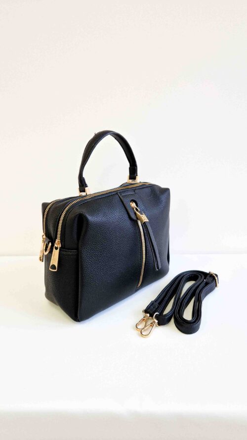 Elegancka Torebka Damska z Rączką i Paskiem Czarna