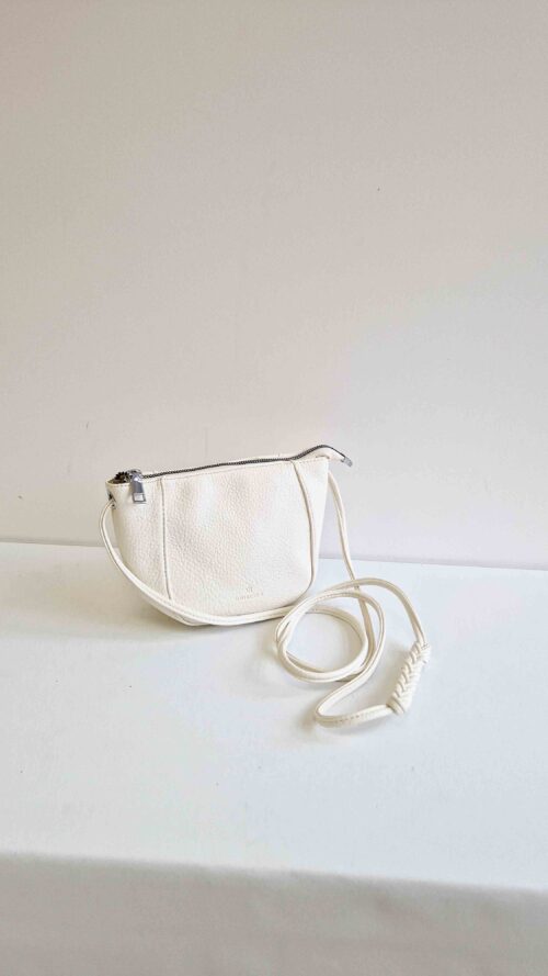 Beżowa Mała Torebka Listonoszka z Warkoczem na Pasku