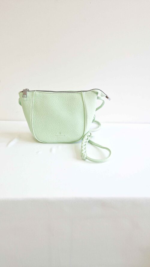 Miętowa Mała Torebka Listonoszka z Warkoczem na Pasku