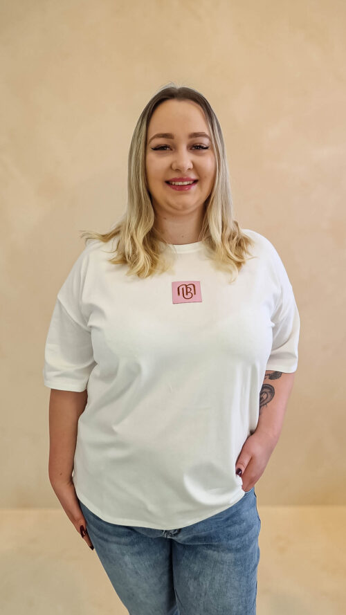 Luźna Bawełniana Bluzka Damska z Marbii Biała