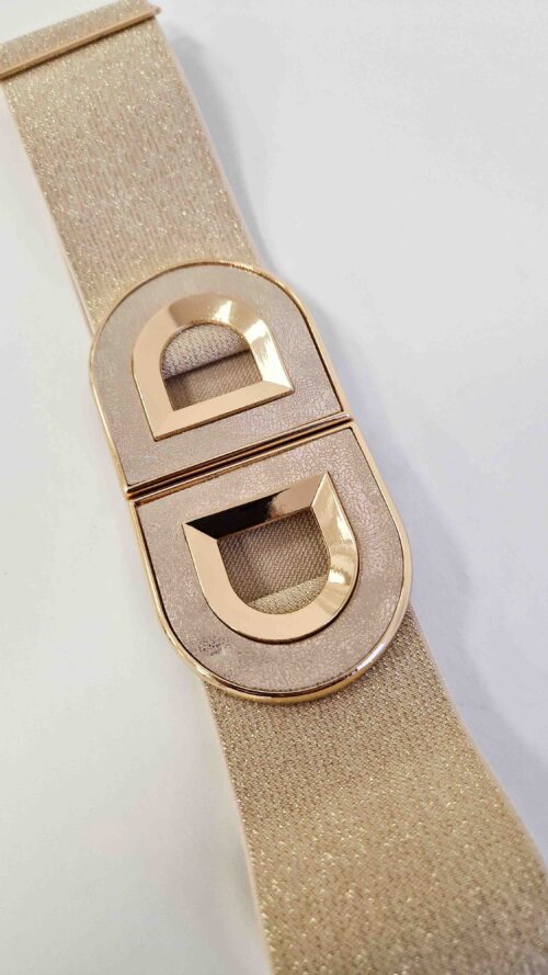 Elastyczny Szeroki Pasek Damski z Ozdobną Klamrą D Złoty