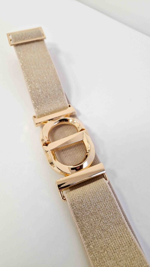 Pasek Damski z Okrągłą Klamrą Ciemny Złoty