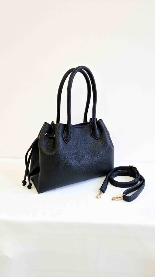 Pojemna Torebka Typu Worek z Ściągaczem Czarna