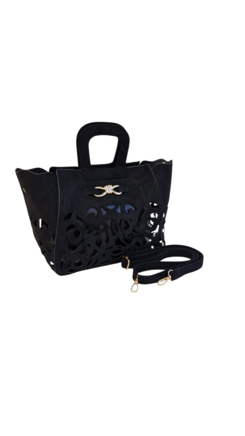 Stylowa Torebka Ażurowa z Wyjmowaną Kosmetyczką Czarna