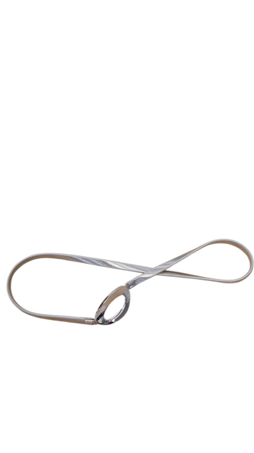 Cienki Pasek Damski Elastyczny Żmijka Srebrna Owal