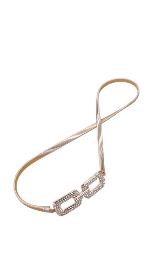 Cienki Pasek Damski Elastyczny Żmijka Złoty