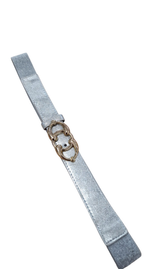 Klasyczny Pasek Damski z Ozdobną Klamrą Srebrny