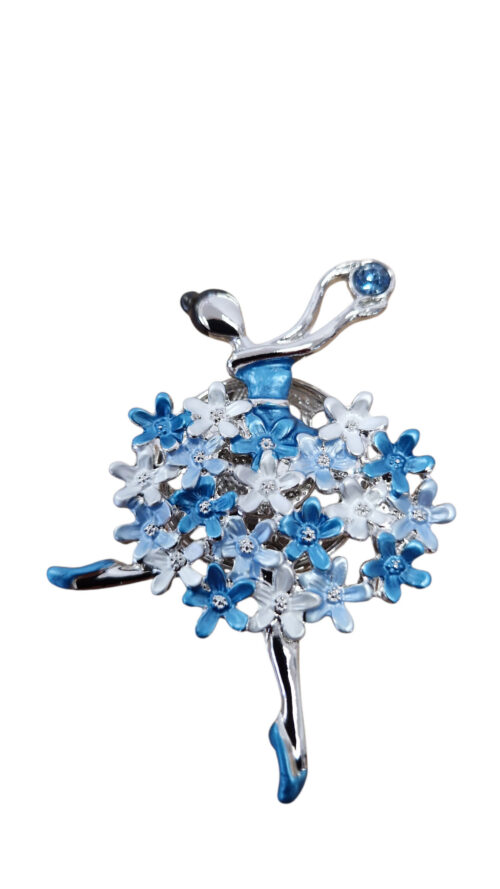 Broszka w Kształcie Baletnicy z Cyrkoniami na Magnes Niebieska