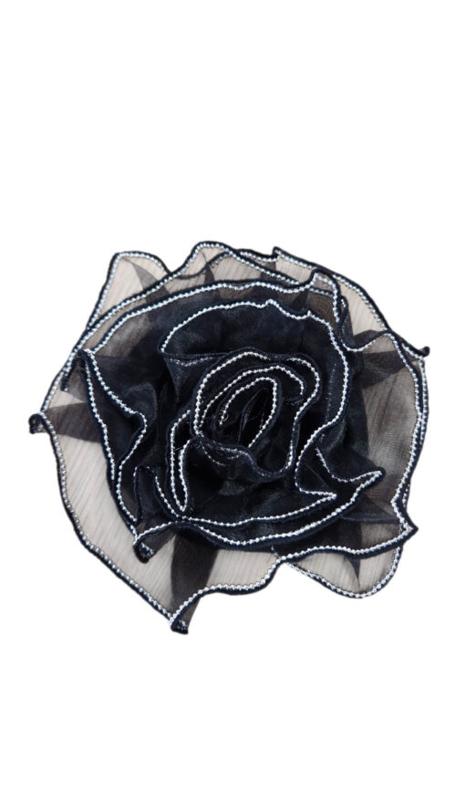 Broszka Czarna z Cyrkoniami na Brzegach