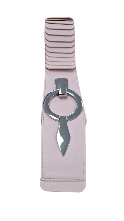 Elegancki Pasek Damski Elastyczny ze Srebrnym Zdobieniem Różowy