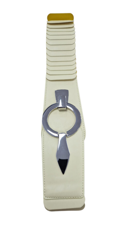 Elegancki Pasek Damski Elastyczny ze Srebrnym Zdobieniem Żółty