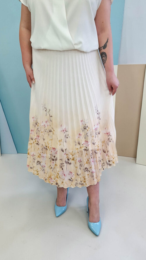 Plisowana Spódnica Szyfonowa Maxi z Paskiem Żółta