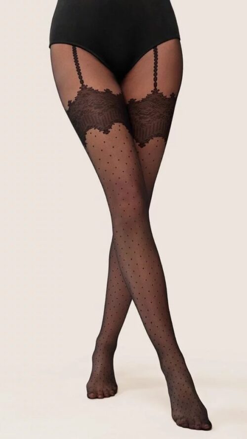 Cienkie Rajstopy Gabriella jak Pończochy w Kropki Lumia Czarne