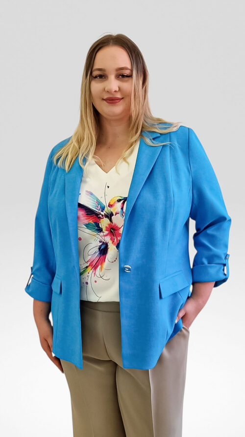 Elegancka Marynarka Damska na co Dzień Turkusowa