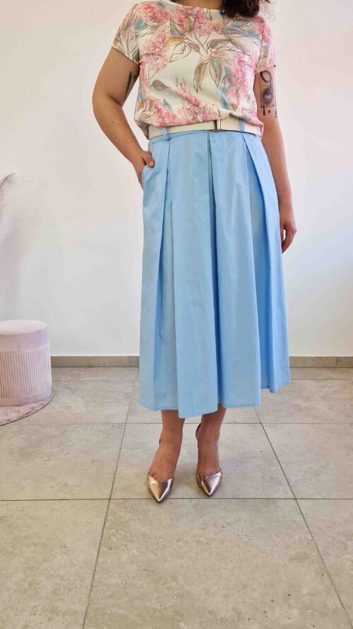 Elegancka Spódnica Maxi z Kontrafałdami Niebieska