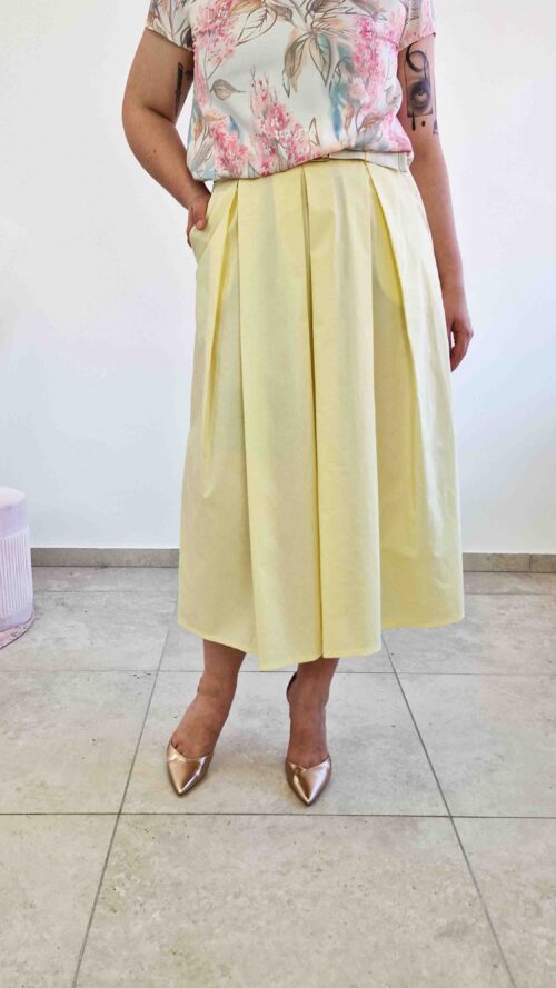 Elegancka Spódnica Maxi z Kontrafałdami Żółty