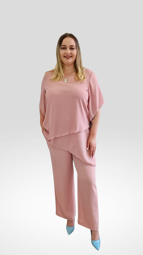 Elegancki Komplet Damski Spodnie z Asymetryczną Tuniką