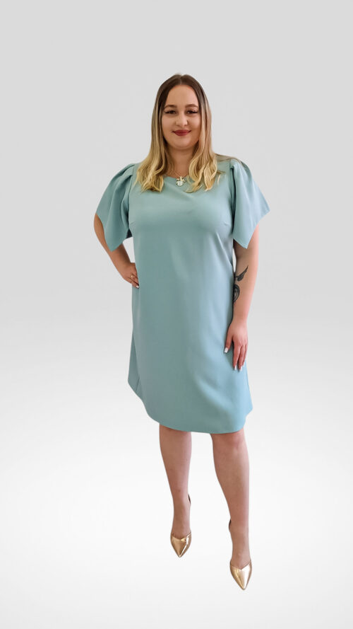 Sukienka Damska Midi Rękawki Motylki Groszkowa