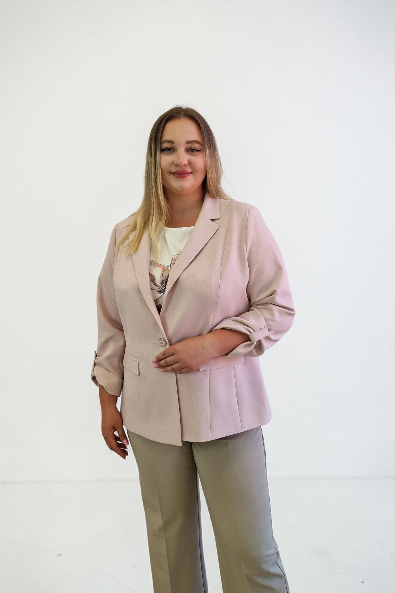 Sklep internetowy NeliNo Elegancka Marynarka Damska na co Dzień Brudny Róż - obrazek 3