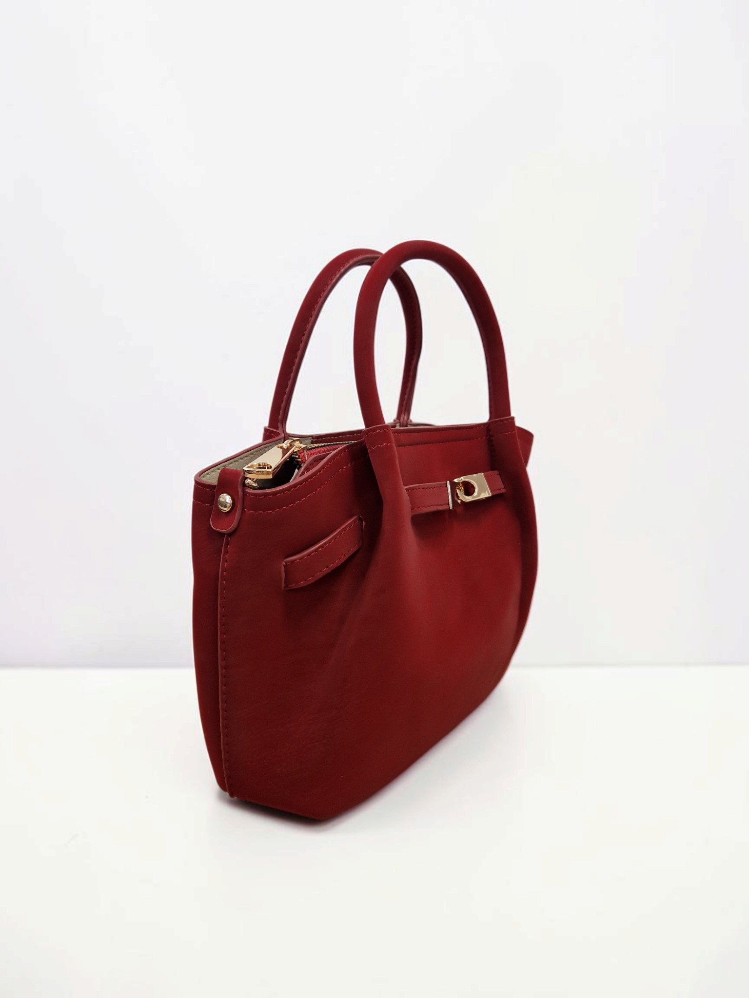Sklep internetowy NeliNo Elegancka Mini Torebka z Eko Zamszu Bordowa - obrazek 3