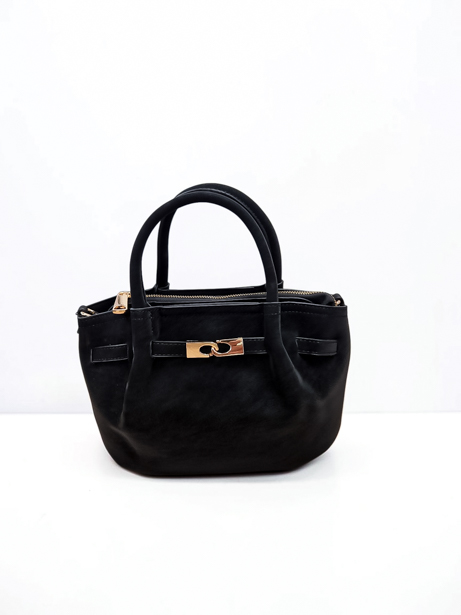 Elegancka Mini Torebka z Eko Zamszu Czarna