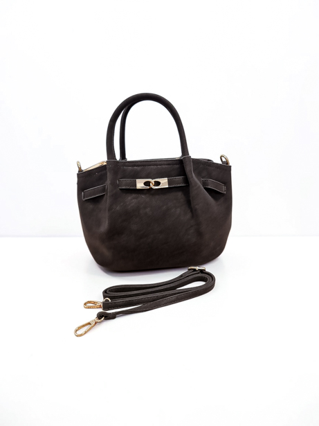 Elegancka Mini Torebka z Eko Zamszu Czekoladowa